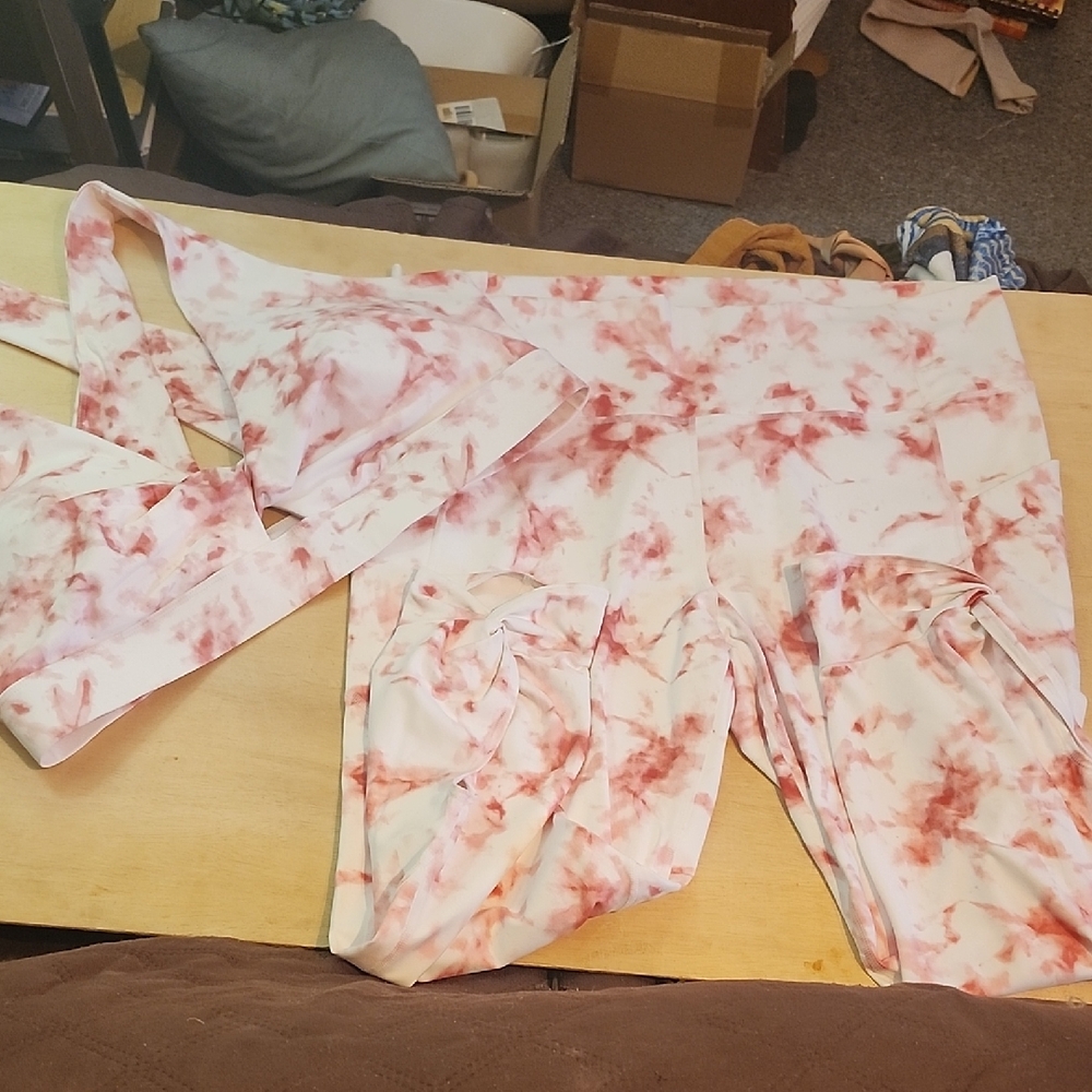 Fabletics PureLuxe Rose Marble Athletic Wear Set